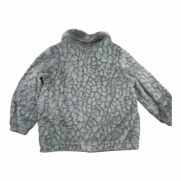 Adrienne Landau Gray Faux Fur Jacket Coat Womens Size Large - Picture 5 of 5